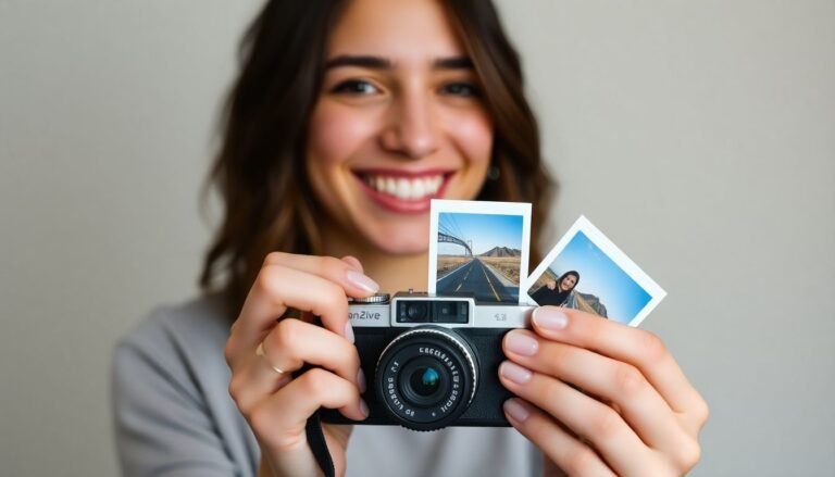 14'-'Person_smiling_while_handling_photos_developed_from_a_disposable_camera.